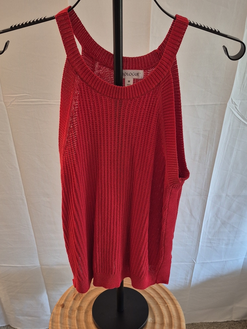 Prologue Red Ribbed Knit Tank Top